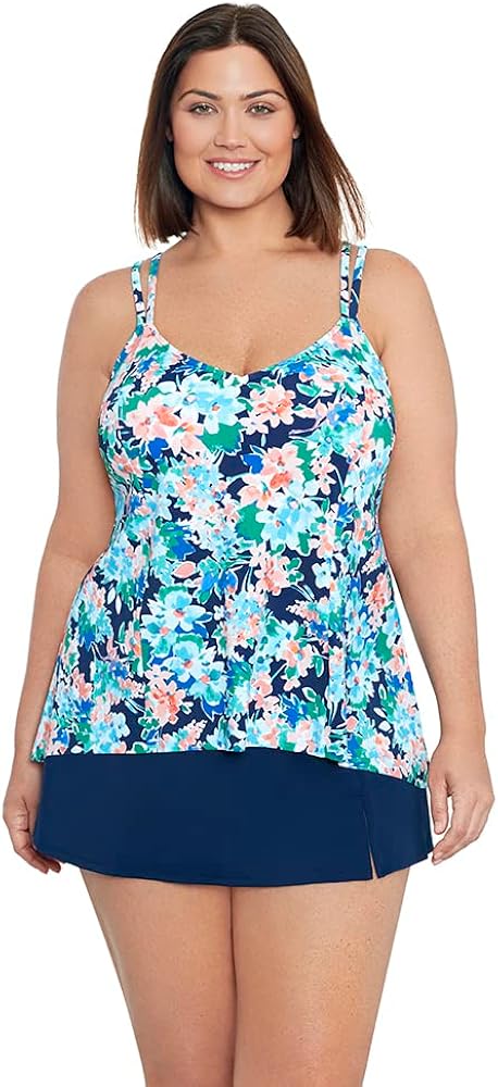 Penbrooke Shape Solver Women's Plus Wishy Washy Ring Soft Cup Adjustable Tankini Top Separate