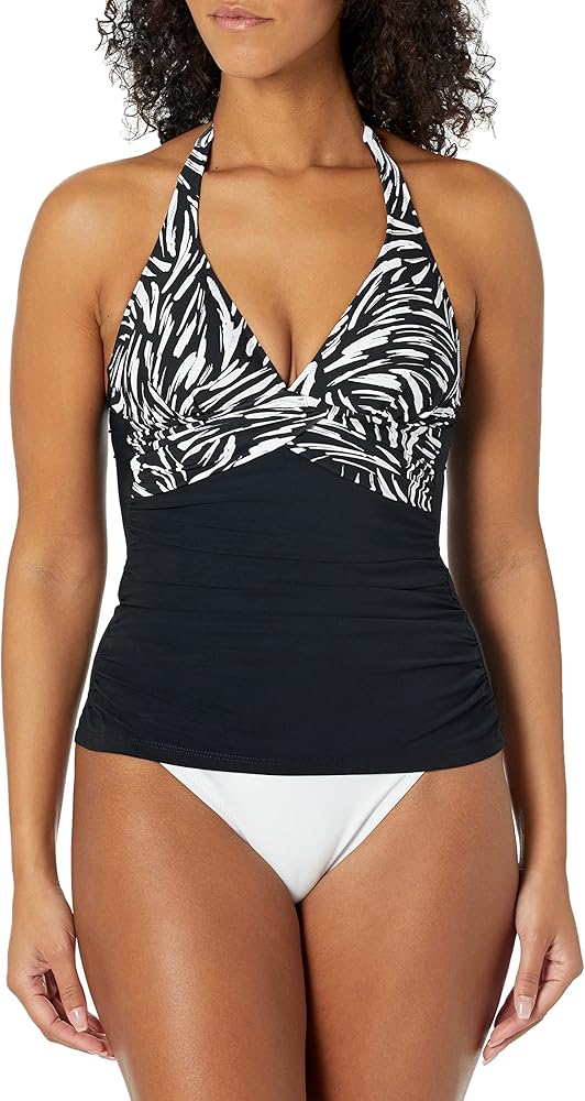 Profile by Gottex Women's Standard Black Swan Halter Tankini