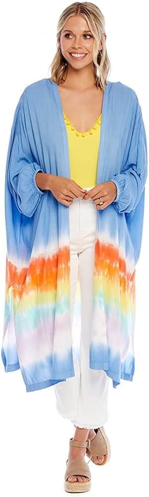 Mud Pie womens Tuscany Women's Tie-dye Lightweight Kimono