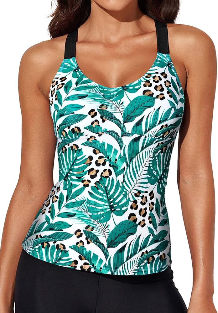 Aleumdr Womens Printed Strappy Racerback Swim Tankini Top Only No Bottom S - XXXL