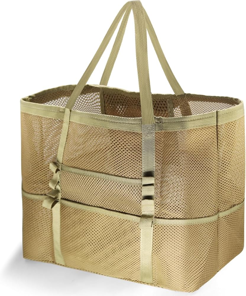 REETEE Bolsa Playa Grande XXL Familiar Ligero Bolso de Playa Mujer, Bolsa Grande de Malla para Juguetes de Playa para Playa Viaje Compras Gimnasio Shopper