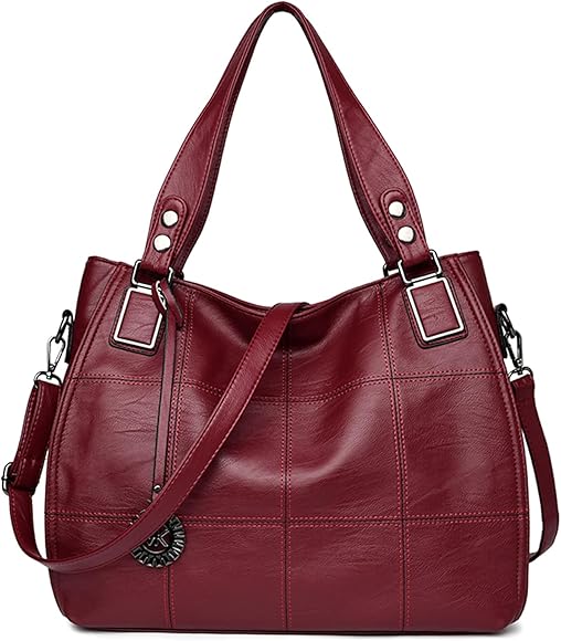 Bolso de Mujer Grande Bolso PU Cuero con Flecos Hombro Bolsa Tote para Shopper Viaje Oficina Escuela Trabajo