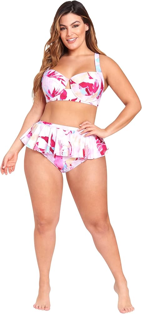 LYSA Women's High Waisted Swim Bikini Bottom Adult