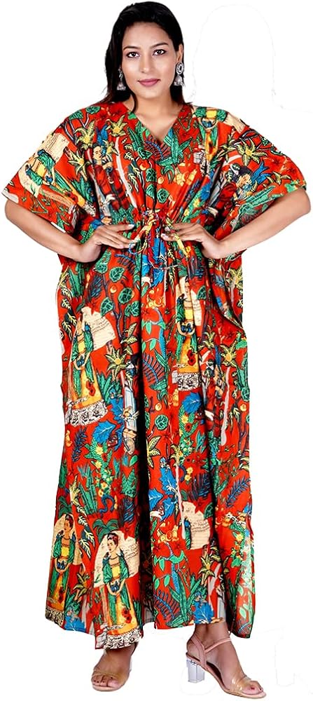 Cotton Kaftan Dress Designer Print Kaftan Beach Party Kaftan Dress Plus Size Cotton Long Kaftan for Women