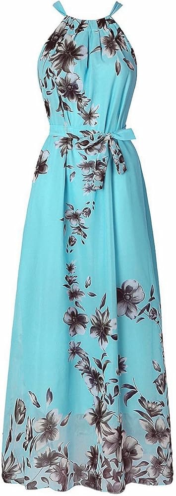 Women's Summer Bohemian Print Chiffon Dress Beach Long Dress Seaside Dress French Swing Dress