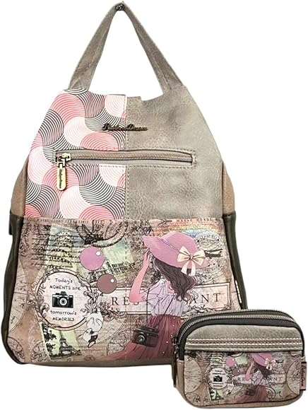 Sweet Candy - Mochila Muñeca Sweet Candy de Mujer Casual Bandoleras Bolsa de Viaje Bolsa de Escuela Sintética con Monedero Sintético Muñeca Sweet Candy Cartera para Mujer