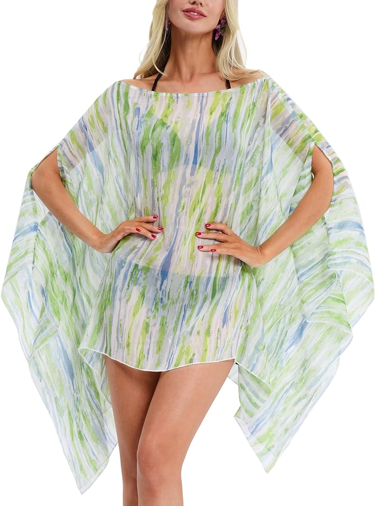 DJT Women's Summer Beach Bikini Bathing Suit Cover Ups Swimsuit Coverup for Women Chiffon Blouses Tunic Top