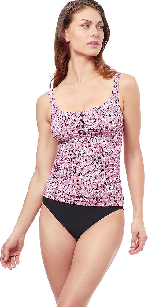 Profile by Gottex Women's Standard Pretty Wild D-Cup Square Neck Tankini