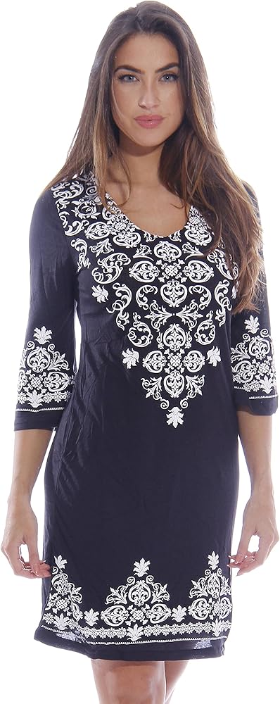 Just Love Womens 3/4 Sleeve Swimsuit Cover Up Casual Tunic Resort Wear