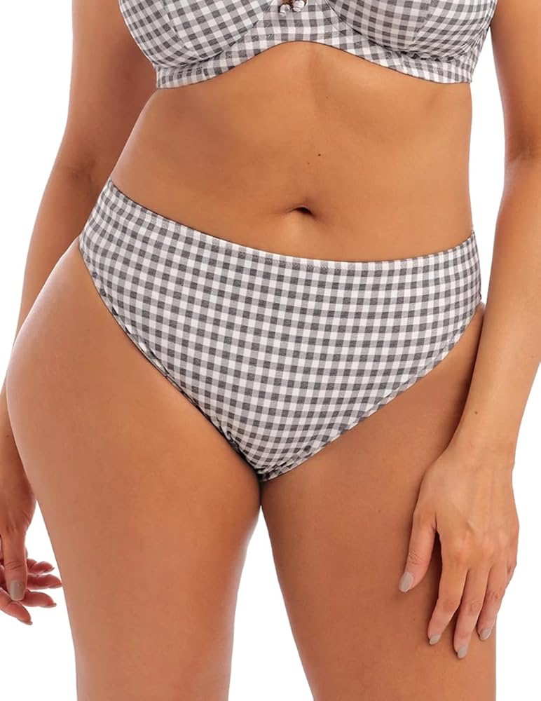 Elomi Plus Size Checkmate Mid-Rise Bikini Bottom 20, Grey Marl