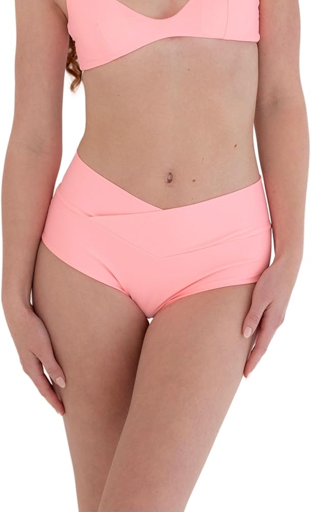 Womens High Waisted Bikini Bottoms Cheeky V High Waisted Swimsuit Full Coverage Bikini Bottom