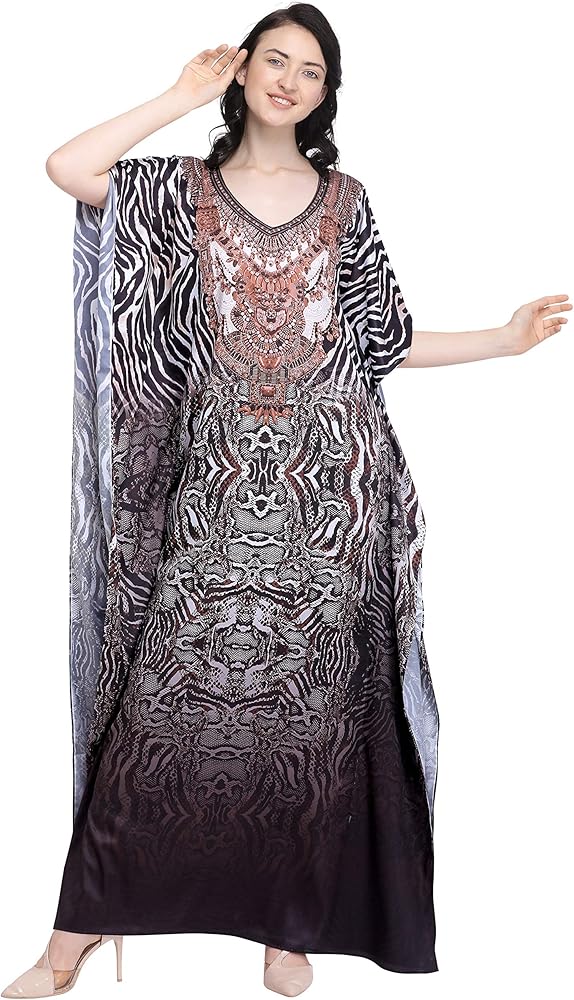 Chocolate Digital Printed Beachwear Multicolored Stones Womens Caftan