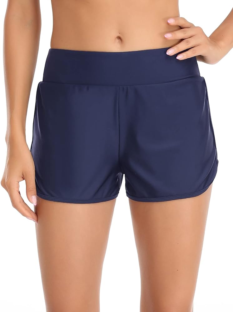 Women's High Waisted Swim Board Shorts Swimsuit Quick Dry Beach Shorts for Women with Liner