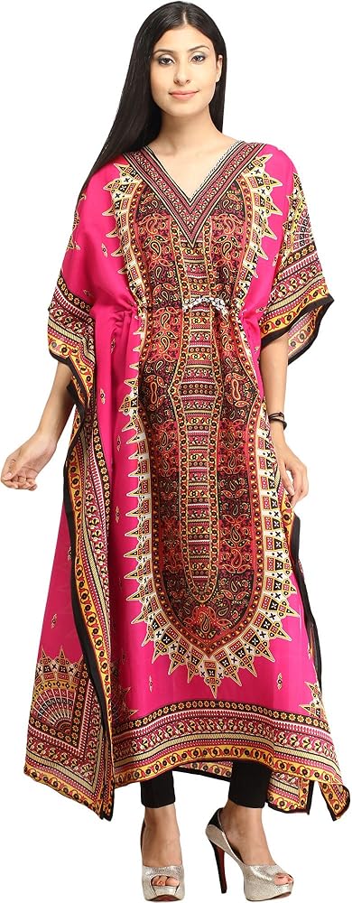 Aztec Print Kaftan with Dori at Waist