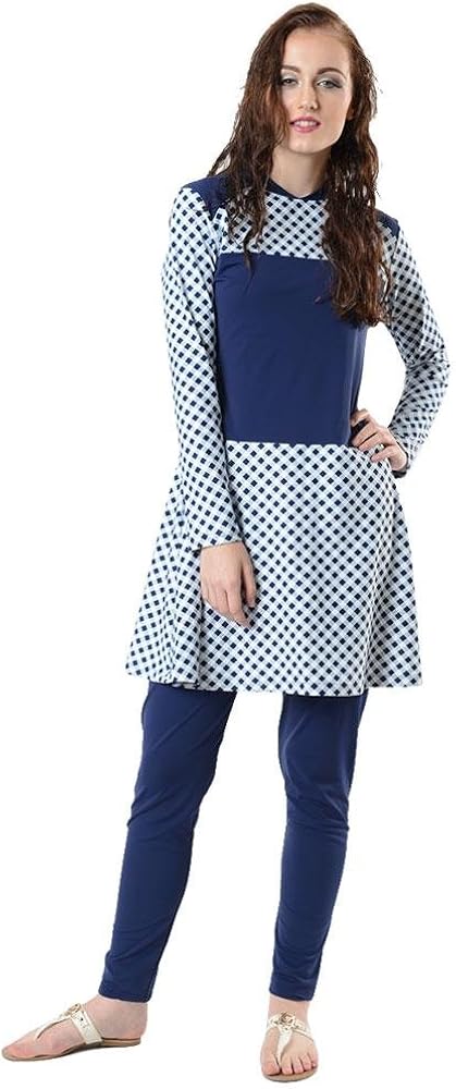 Shoulder Patch Diamond Print Burkini