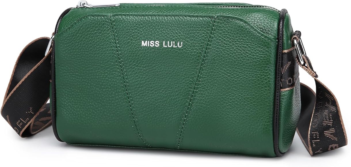 Miss Lulu Bolso cruzado para mujer, bolso de hombro de piel auténtica, bolso para mujer, bolso a prueba de salpicaduras, correa de hombro ajustable