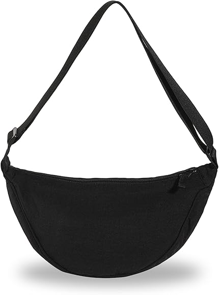 Eniyou Bandolera Mujer Nailon Bolso Riñonera Mujer Bolso Bandolera Bolso de Hombro Mujer Bolso Bandolera Mujer Media Luna Crossbody Bag Women Bolso riñonera Correa de Hombro Ajustable(Negro)