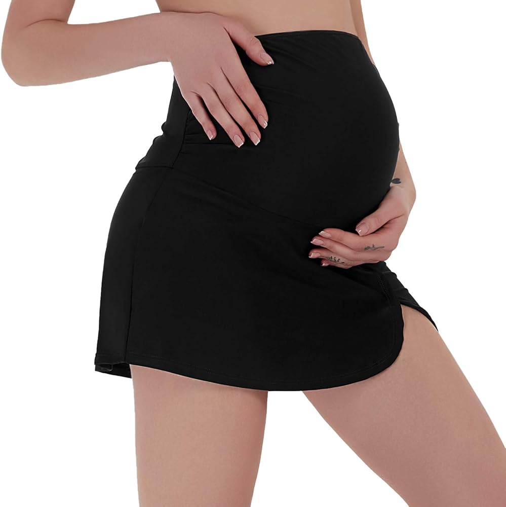 Bhome Maternity Swim Skirt High Waisted Bikini Bottom Swimwear with Built-in Brief