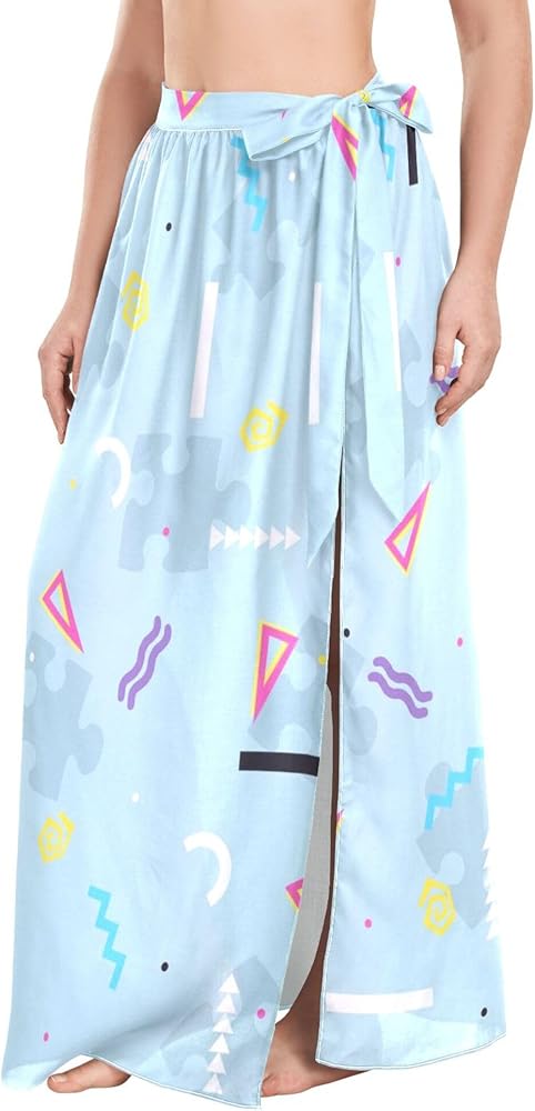 Women's Beach Sarong Autism 80s 90s Long Swimwear Bikini Wrap Swimsuit Cover Ups for Women Vacation Outfits