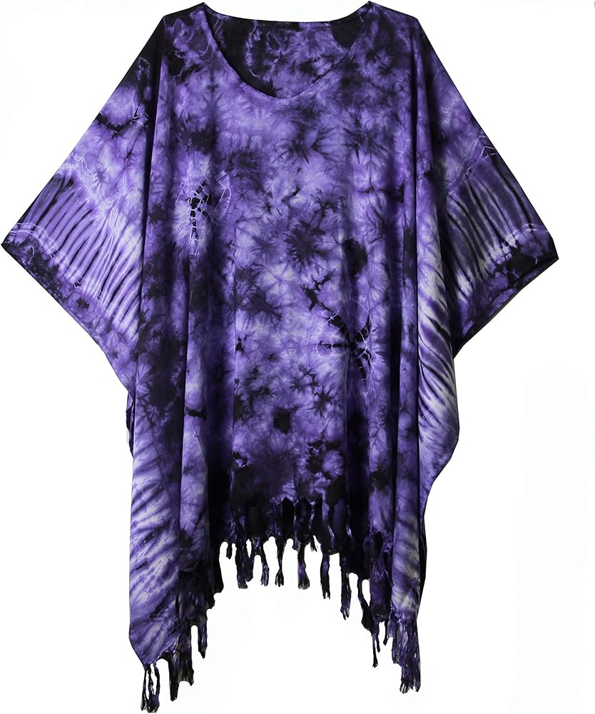 ATM Tie Dye Tunic Poncho Kaftan Caftan Blouse Cover Up Handmade Plus Size