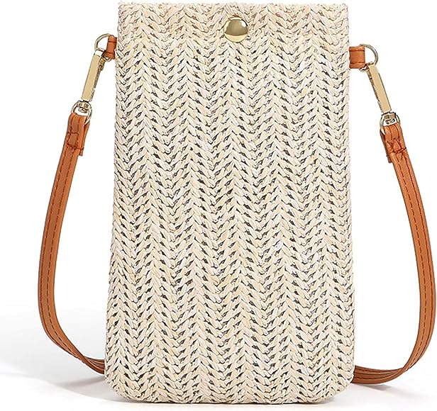 Siyecioa Bolso Bandolera Pequeña, Bolso Movil Mujer, Bolsa de Bandolera de Paja Bolso de Mano de Tejido Bolsa de Hombro de La Paja Del Verano de Las Mujeres de l a Armadura Crossbody