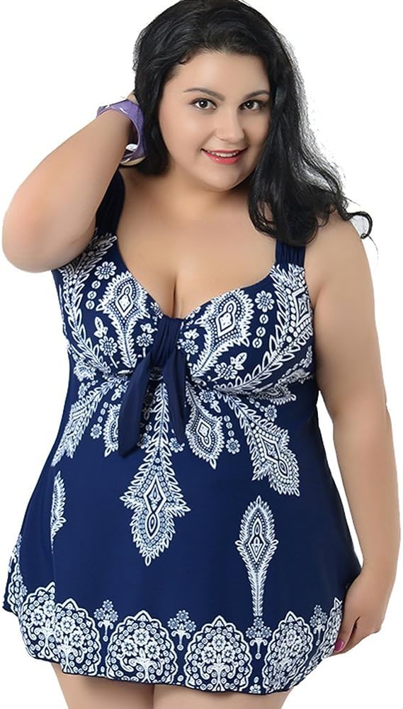 QZUnique Women's One Piece Bathing Suit Tummy Control Swimwear Halter Ruched Swimsuit Plus Size Vintage Monokini