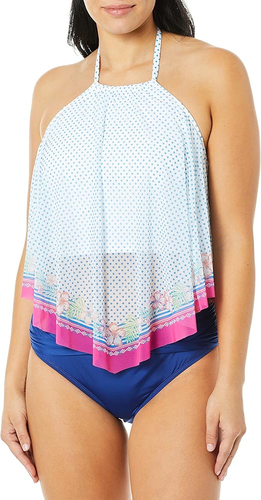 Coco Reef Women's Standard High Neck Tankini Top Swimsuit with Mesh