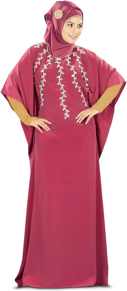 Rubaa Hand Embroidered Rose Pink Kaftan KF-007