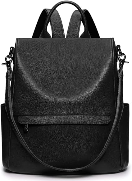 S-ZONE Women Genuine Leather Backpack Bag Anti-Theft Travel Rucksack Convertible Shoulder Bag Backpack