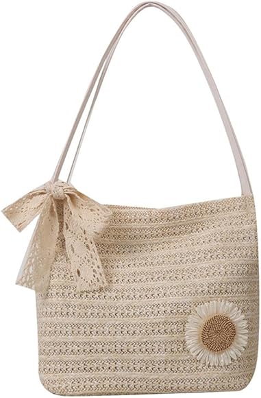 YingStar Bolso Rafia Mujer Verano Bolso de Playa Verano Bolso Paja Mujer Bolsa Playa Bolso Hombro Tote Bag Verano Bolso Bandolera Rafia Bolso para Viaje Vacaciones Shopper Fiestas