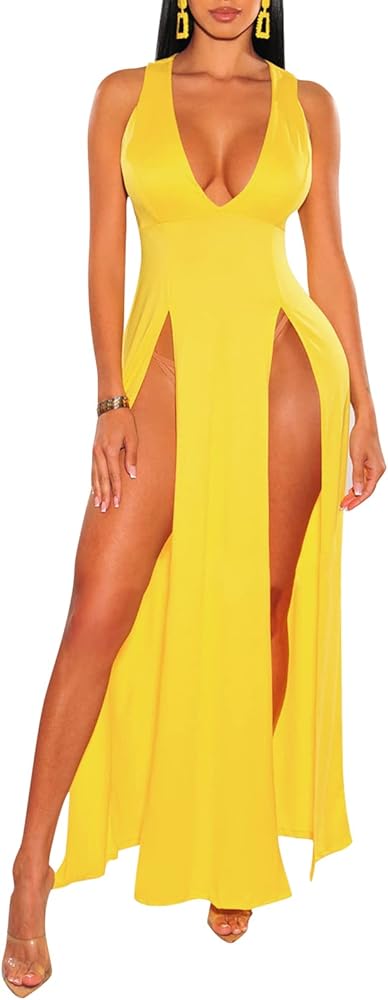 FairBeauty Women's Sexy Mesh Sheer Swimsuit Cover Ups Long Beach See Through Dress