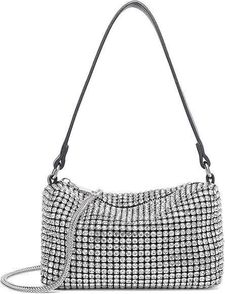 Miss Lulu Bolso de Mano de Mujer - Bolso Plateado - Bolso Fiesta Plata Para Boda, Fiestas