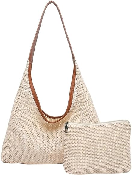 YingStar Bolso Rafia Mujer Verano Bolsos de Paja Bolso Playa Pequeña Bolsa Mujer Bolso Bandolera Verano Cartera Bolso de Mano Fiesta Pequeño Bolso Hombro Tote Bag Con Clutch