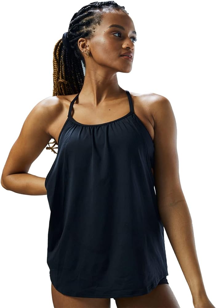 TYR Women's Standard Shea 2 in 1 Tankini Top for Swimming, Yoga, Fitness, and Workout