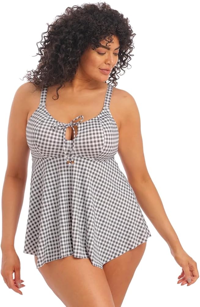 Elomi Plus Size Checkmate Tankini Top 20, Grey Marl