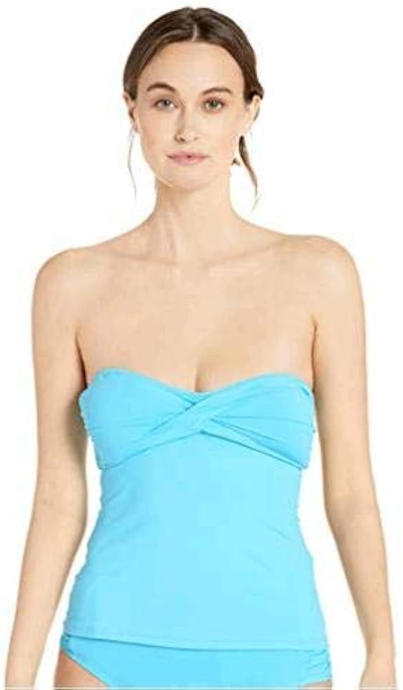 Women's Standard Solid Twist Front Bandeau Tankini