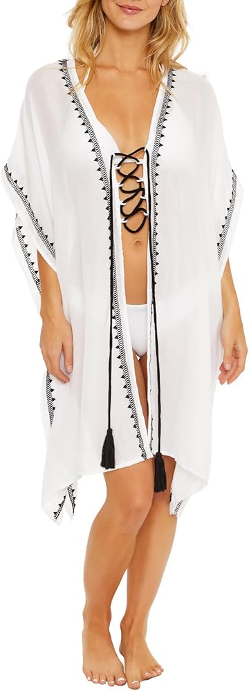 Women's Bella Kimono-Embroidery Detail, Bathing Suit Cover Ups