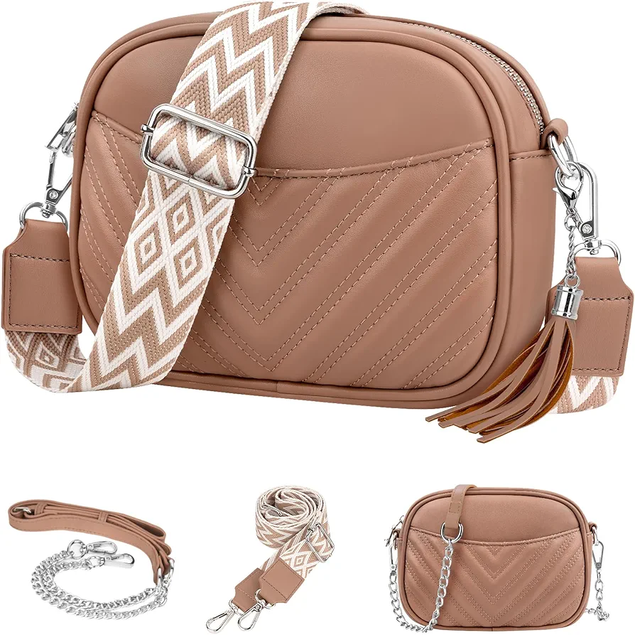 JUYANO Bolso Bandolera Mujer, Bolso Bandolera Cruzado Cuero PU, Messenger Crossbody Bag Bolso Bandolera Acolchado Pequeño con Ranuras para Tarjetas y 2 Tirantes