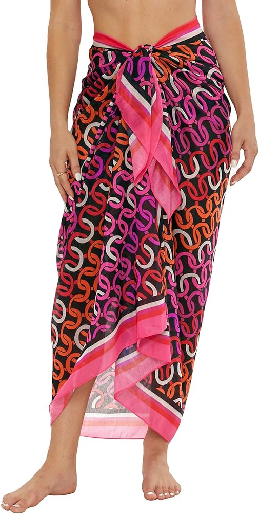 Trina Turk Women's Standard Echo Sarong Pareo, Chiffon, Beach Cover Ups, Multicolor