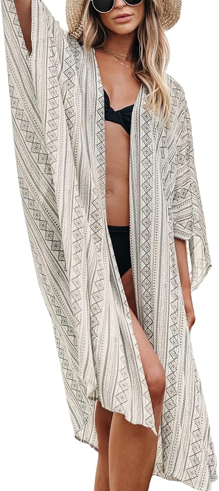 CUPSHE Women's Kimono Cover Up Swimwear Ethnic Mid Cardigan Beach Summer 2024