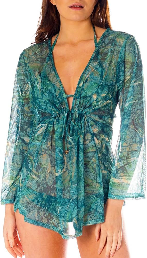 Kiniki Santorini Tan Through Short Kaftan Cover Up Accessory