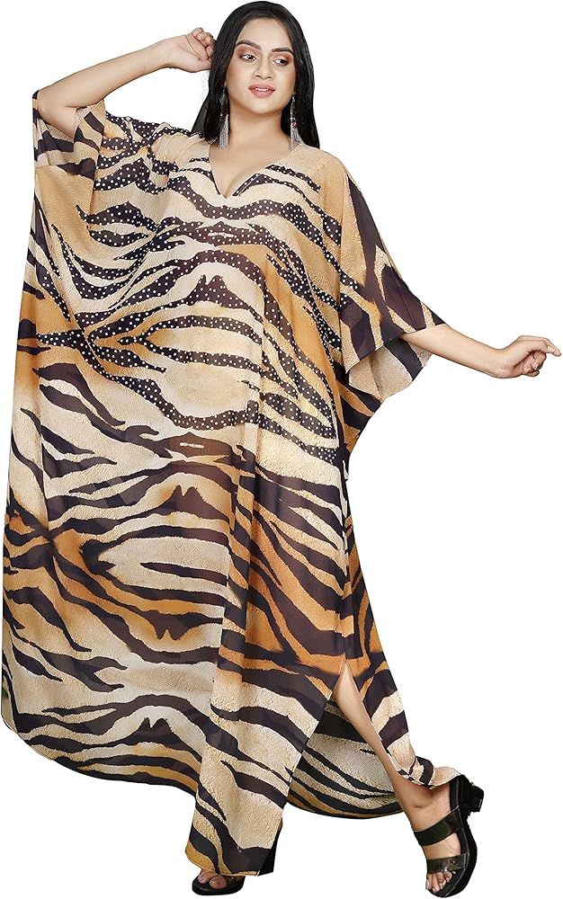 Animal print kaftan Affordable kaftans beach cover ups and kaftans cheap kaftans for sale Regular wear kaftan Brown