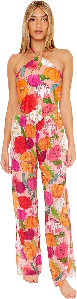 Trina Turk Women's Standard Sunny Bloom Slit Pants, Floral Print-Bathing Suit Cover Ups