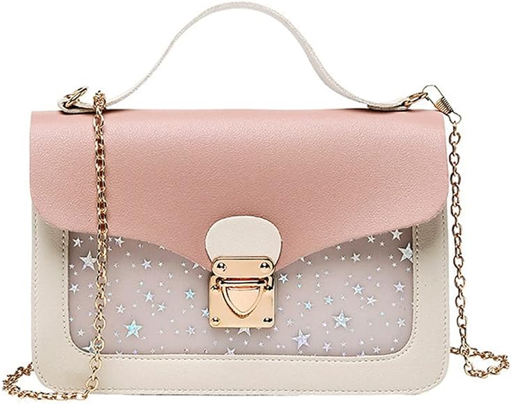 A-QMZL Bolso Pequeño para Niñas Mujer Bandolera de Hombro Pequeña Lindo Nuevo Modelo Bandolera de Mano Cadena Cruzado Crossbody Bag Cuero PU para Teléfono Móvil (rosa)