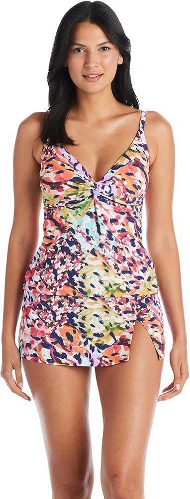 Bleu Rod Beattie Party Animal Twist Over-The-Shoulder D-Cup Tankini Top Multi 14D