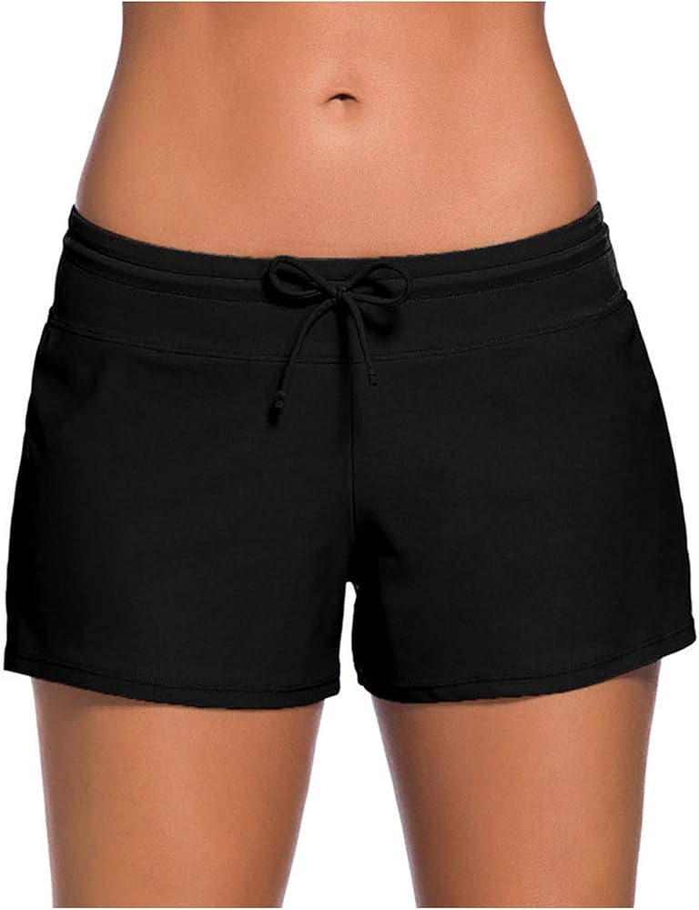 Women's Swim Shorts Tie Waist Bikini Tankini Bottoms Mid Waisted Bathing Suit Bottoms Swimsuit Swimwear