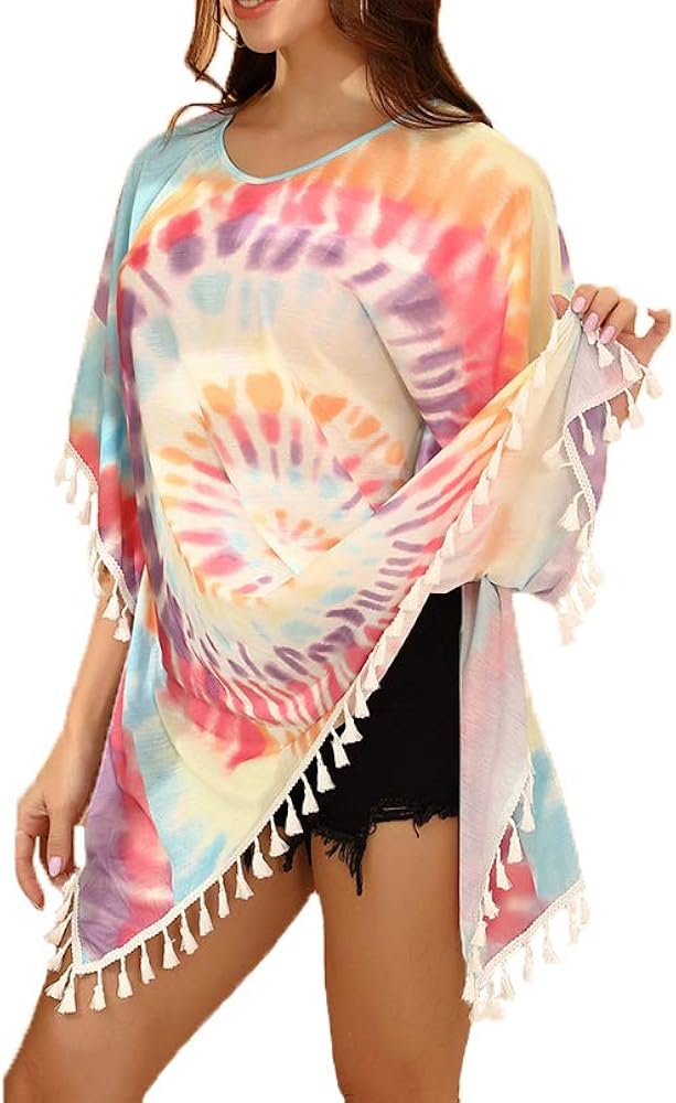 Women's Tie Dye Swimsuit Cover Ups Bikini Beach Bathing Suit Coverups