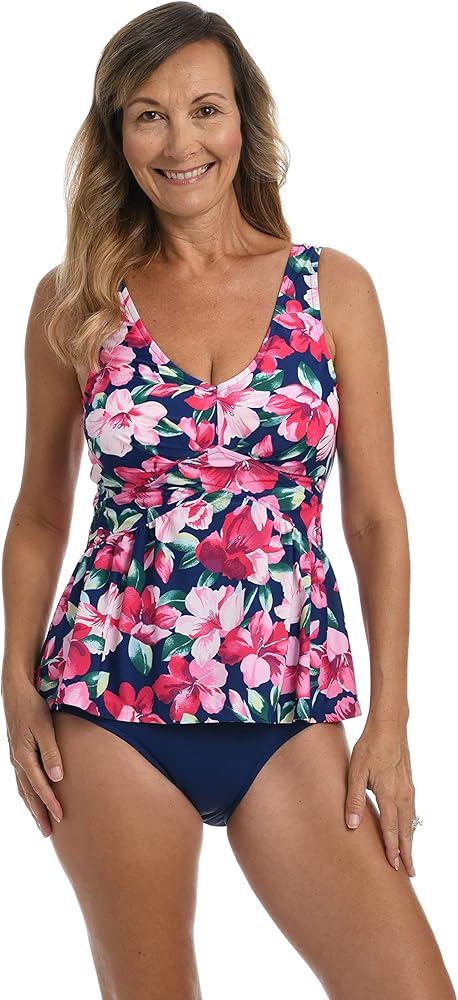 Maxine Of Hollywood Women's Standard Over The Shoulder Empire Tankini Swimsuit Top