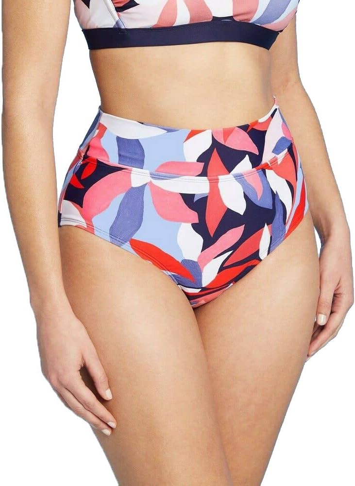 Women's Medium Coverage High Waist Bikini Bottom - (Large, Multi)