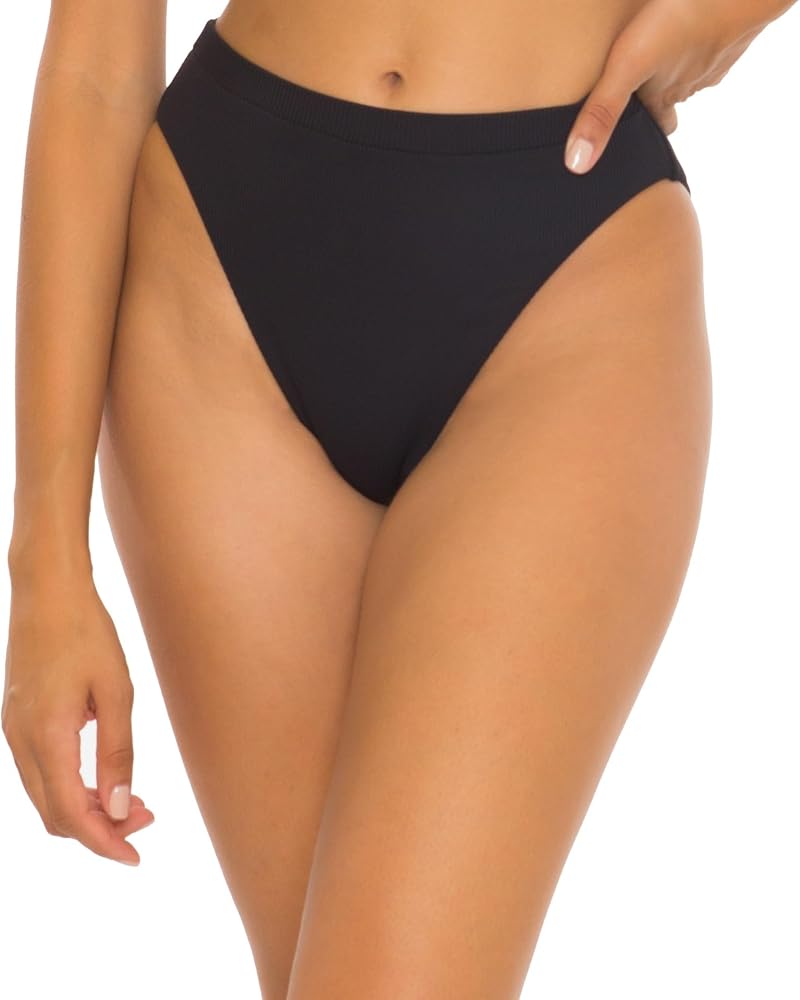 BECCA Women's Fine Line French Cut Bikini Bottom, Cheeky Coverage, Swimwear Separates